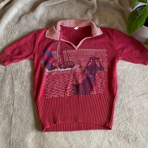 VINTAGE made in Italy magenta collared shirt size s-m